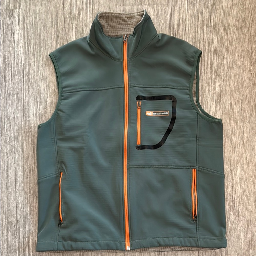 Men's Green Vest with Orange Accents